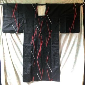 Elegant Black and Red Women's Kimono